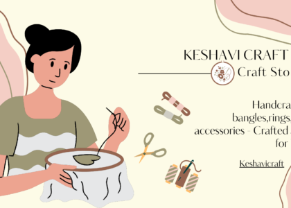 Beige and Pink Green Natural Organic illustrative Embroidery Craft Store Facebook Cover