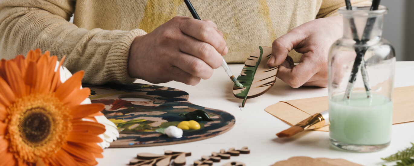 wooden art pieces painting process